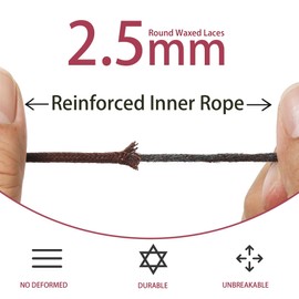 GXshopping Cat 2Pairs Thin Light Brown Boot Laces,Long Waxed Round Laces for Oxford Leather Boots,Durable Brown String for Men Women and Kids-120cm