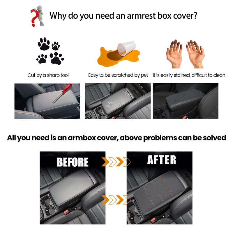 Neepiar Center Console Armrest Leather Cover Compatible with 2023 2024