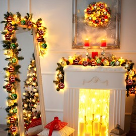 OPSLEA Christmas Decorative Lights String, 10FT Christmas Balls Stars Lights Fairy Lights for Bedroom Classroom Christmas Tree Party Wedding Decorations Xmas Decorations