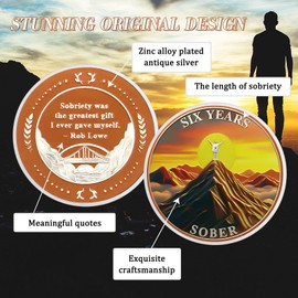 ACGZQY 6 Years Sobriety Coin - Sunrise on the Mountain Peak, Reborn from the Storm, AA Chip & Medal, Sober Token, Alcoholics Anonymous Gift