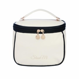 lllyan Women's Travel Makeup Bag - Waterproof Large Capacity Cosmetic Organizer with Compartments, Portable Toiletry Pouch, Essential for Travel, Durable Toiletry Organizer(Black and white)