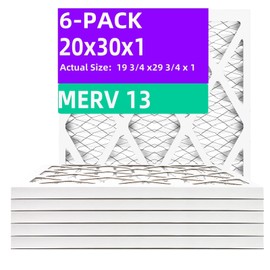 MERV 13 (6-Pack) 20x30x1 Air Filter (Actual Size: 19.75" x 29.75" x 0.75") MPR 1900 & FPR 10, Furnace Air Filters