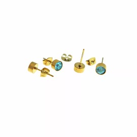 Unbranded Gold Stainless Steel Birthstone Earrings - March - 2 Pieces 1 Pair - ER548