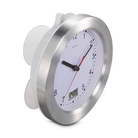 Hama Bathroom Clock (Bath Clock with Suction Cup, Clock with Thermometer, Wall Clock without Ticking Noise, Analogue, Quartz Clock, Analogue Time Display, Digital Temperature Display, No Drilling,