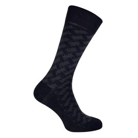 Sock Snob - Men's Breathable Organic Patterned Pattern Plain Bamboo Socks, Black Gray Blocks