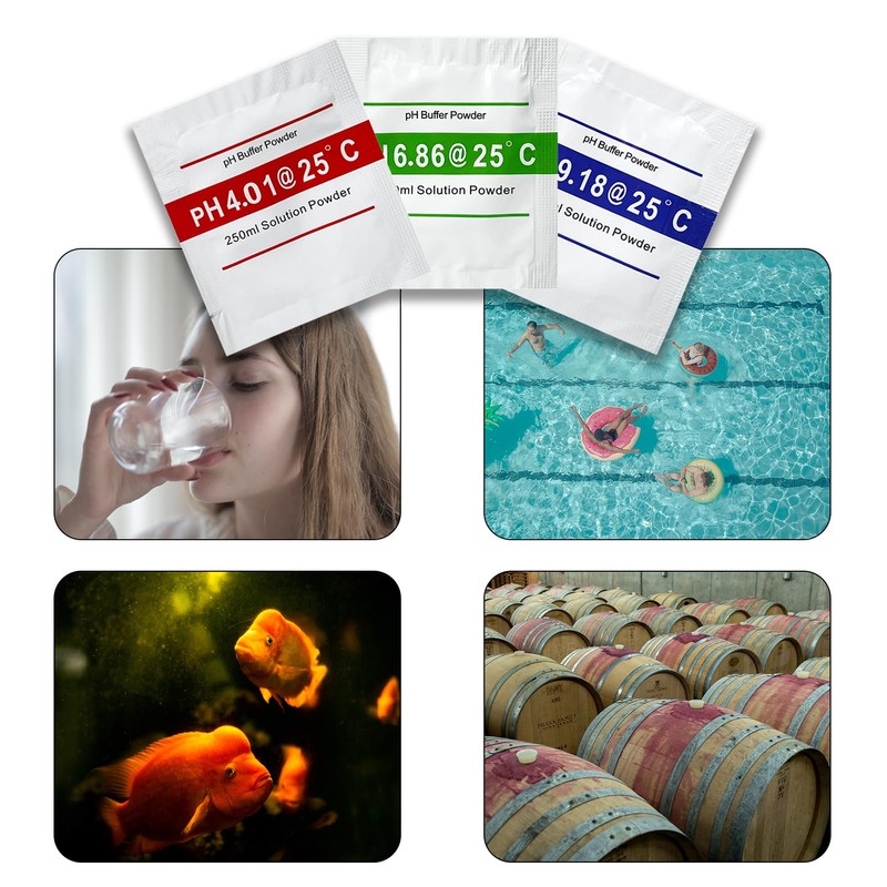 Homcoice 15 Pack pH Meter Buffer Solution Powder for Precise