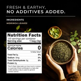 Gya Tea Co Moringa Tea Bags 7.05 oz (100 Count) - Cultivated From India - Pure & Natural Moringa Leaves - Non-GMO, Caffeine Free Herbal Tea For Digestion, Wellness & Health