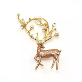 Unbranded Christmas Deer Brooch gold Reindeer pin brooches gift presents for her friends