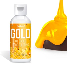 Oil Based Food Coloring for Chocolate - Vibrant Color Food Coloring for Chocolate, Candy Melts, Buttercream, Frosting - Fat Soluble Food Color Dye for Baking, Fondant (Gold, 3 fl.oz)