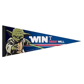 Bek Brands Baseball Teams Special Collector’s Flag Banner Pennant with Yoda, Chewbacca, Darth Vader, 12 x 30 in (Texas Rangers, Yoda)