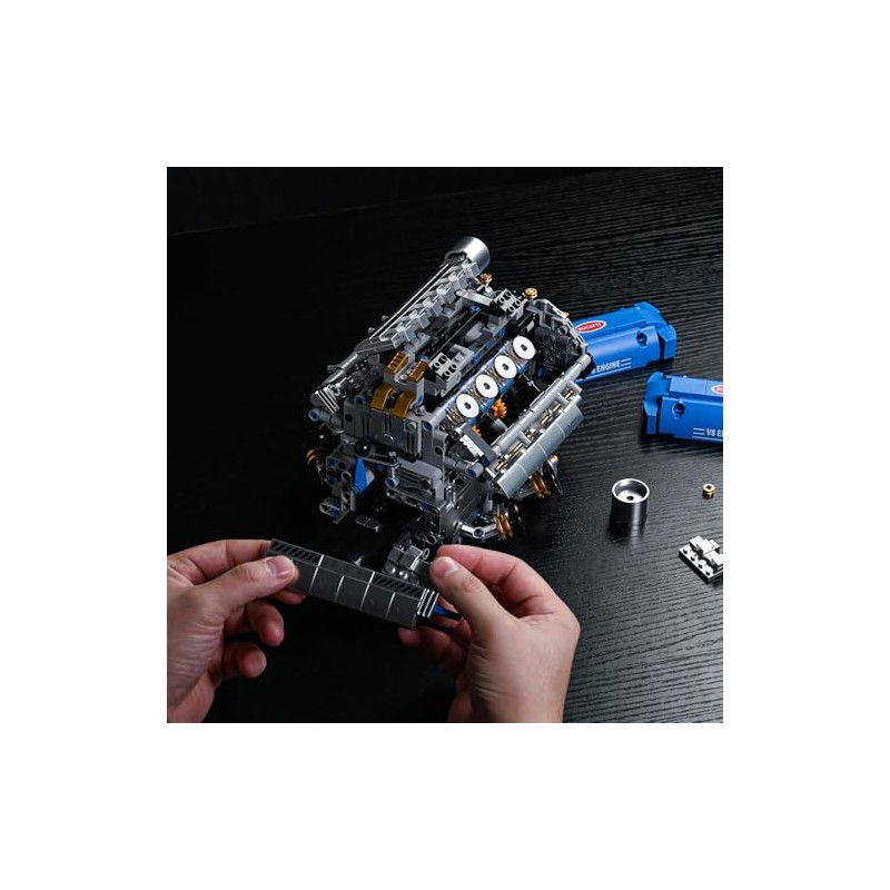 UNCLE BRICK V8 Engine Model Kit That Runs, Motorized Engine