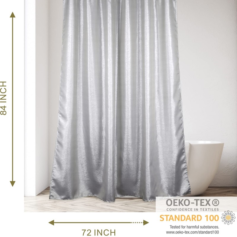 Silver Shower Curtains for Bathroom: 84 Inch Glitter Sparkle Bling