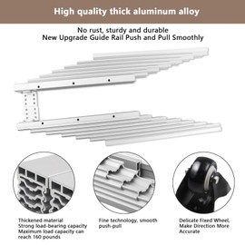 Full Extension Table Slide, Aluminum Telescopic Cabinet Table Guide Rail Hinge Home Hardware Accessories for Concealed Table Desk Kitchen Countertop,1450mm