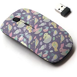 2.4G Wireless Mouse with Cute Pattern Design for All Laptops and Desktops with Nano Receiver - Easter Bunny