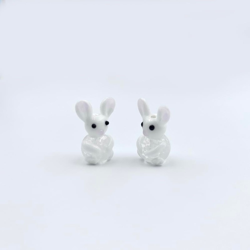 5Pcs Bunny Beads Handmade Lampwork Beads Glass Rabbit Beads