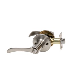 Zion Privacy Door Handle Thumb Turn Lock Keyless Door Lock Door Lever Door Handle with Lock for Bathroom Reversible Champagne Lever Satin Nickel Door Knob Silver - 1 Pack