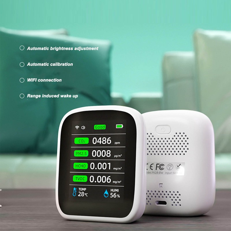 Air Quality Monitor 8 in 1 Multifunctional USB Charging Carbon