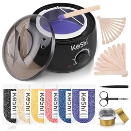 Kit de depilación KeShi Kit de cera para el hogar con 16.8oz 6 bolsas de cera dura para piernas, cara, cejas, bikini, depilación brasileña para mujere