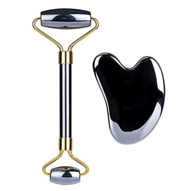 HOTACE Face Jade Roller Gua Sha Set Facial Beauty Roller Skin Care Tools Terahertz Energy Stone Massager for Face, Eyes, Neck, Body Muscle Relaxing...