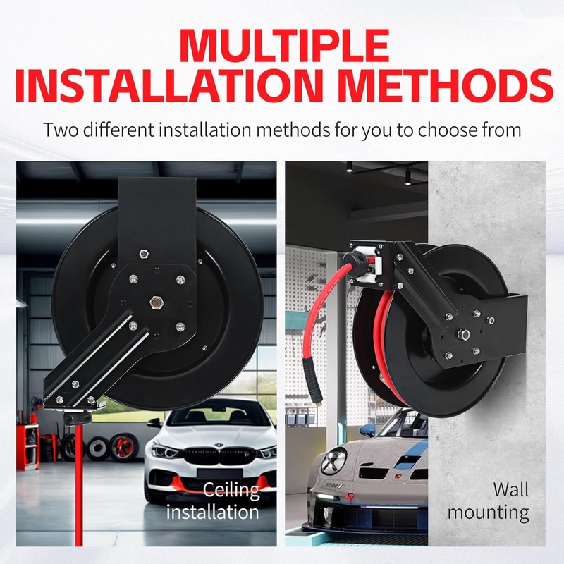 MaxWorks 50 Foot Auto Rewind Retractable Air Hose Reel with