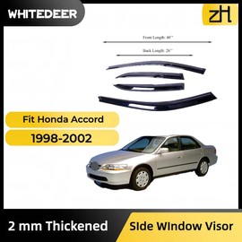 Fits Honda Accord 1998 1999 2000 2001 2002 Acrylic 2 mm Thick Safe Smoke Window Visor Set - Sun, Rain, and Vent Protection, 4-Piece Tape-On Window Deflector Guard Kit