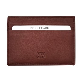Geldbörse für Herren und Damen aus echtem Leder, handgefertigt, italienische Eleganz mit RFID-Schutz, Tasche für Banknoten, Clip, elegant, Geschenkidee, schlank und dünn, braun, Taglia Unica
