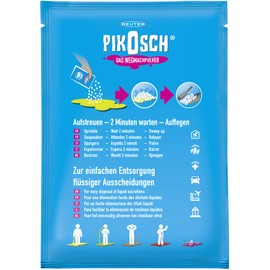 PIKOSCH - The Ultimate Disposing Powder, 34.5g Super Absorber Binds Liquids and Odours such as Vomit, Urine, Faeces, Blood and Water - For Your Family - High Suction Power