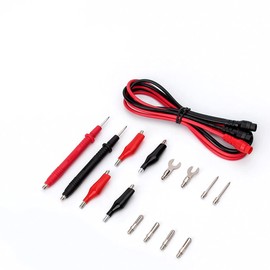 JZK Universal Electric Multimeter Test Cable Kit Including Test Cables, Multimeter Test Probes, Test Needles, Crocodile Clips, Banana Plugs and U Shaped Connectors