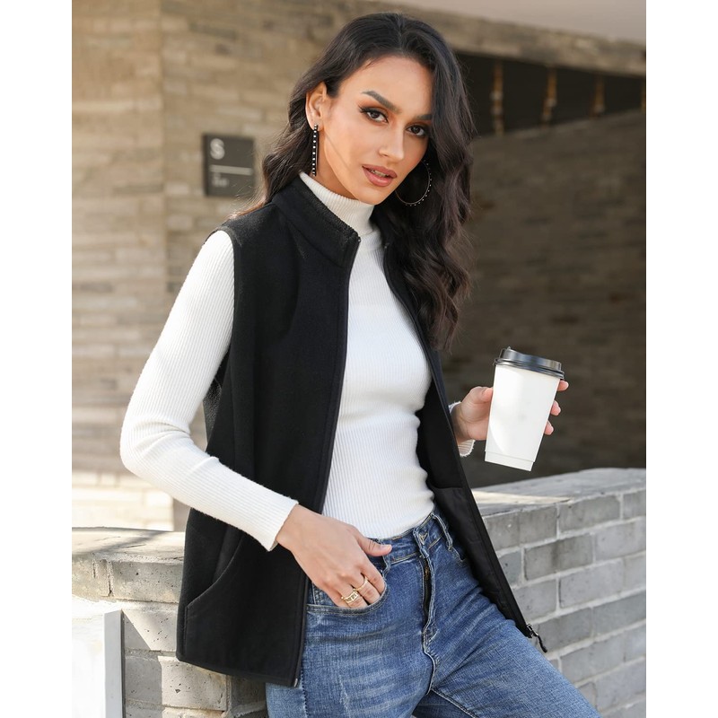 Xeoxarel Vests for Women, Soft Fleece Vest Lightweight Sleeveless Classic