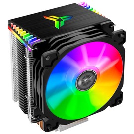JONSBO CR1400 RGB CPU Air Cooler, 92mm PWM CPU Cooler with 4 Heat Pipes, Removable Computer PC Fans Easy to Install, Quiet Rainbow RGB Cooling Fan for Intel LGA 1851/1700/1200/1151, AMD AM4 AM5, Black