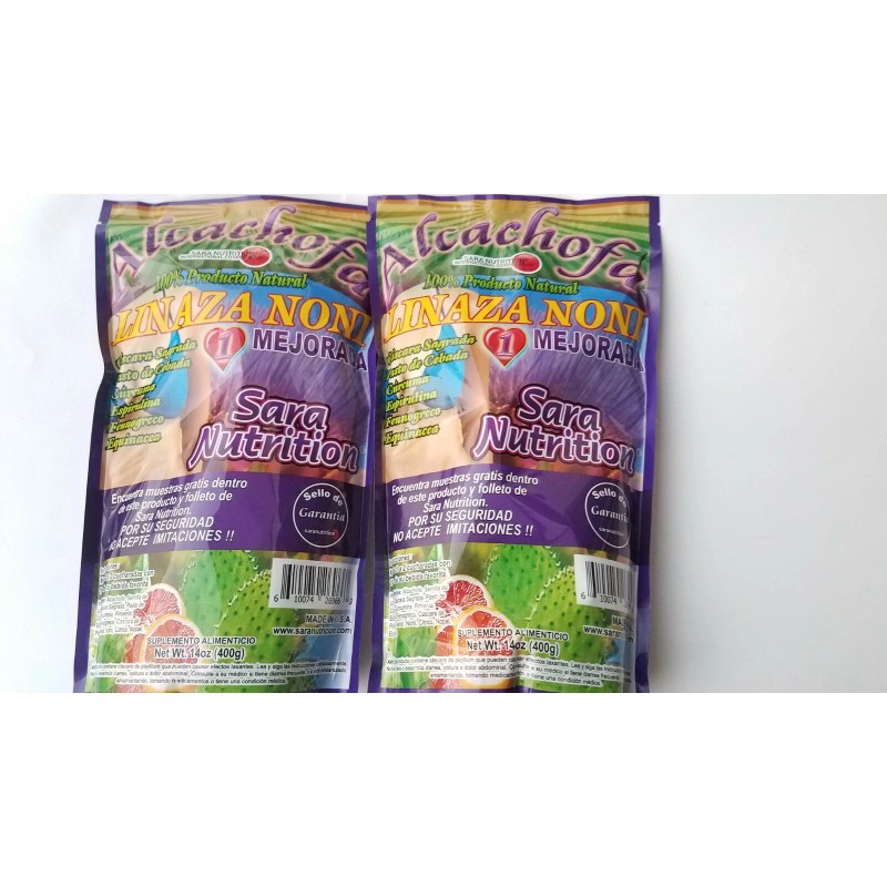SARA NUTRITION ORGANIC 2 PACK ARTICHOKE FLAX SEED & NONI