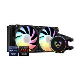 Vetroo V240 Black Liquid CPU Cooler 240mm Addressable RGB Pump & PWM Fans 250W TDP AIO Water Cooling w/Controller Hub for Intel LGA 1851/1700/1200/115X AMD AM5/AM4 for Gaming Console