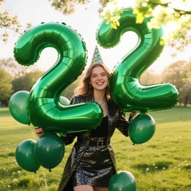 40 Inch Green Number 22 Digital Balloon,Jumbo Mylar Foil Helium Balloon for 22 Balloons for Birthday Party,Wedding Anniversary Party Decorations