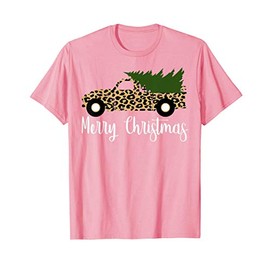 Leopard Print Vintage Truck Christmas Tree Xmas Vacation T-Shirt