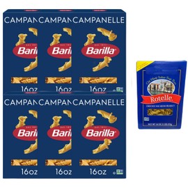Barilla Campanelle Pasta | Non-GMO Pasta Made with Durum Wheat Semolina, 16 oz (Pack of 6) & Market Basket Rotelle Pasta Italian-Style, 12oz