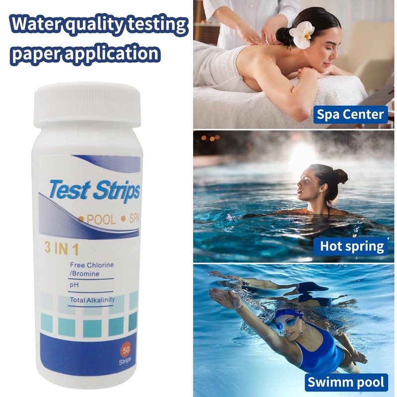 Pool Test Strips, Pool Tester PH and Chlorine, 3-in-1 Pool