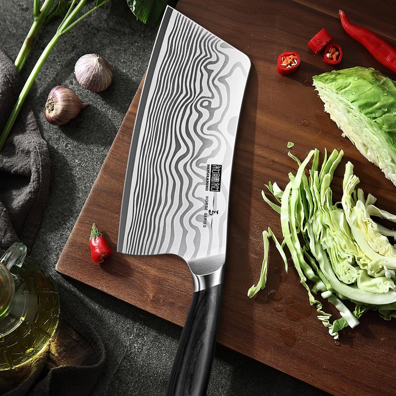 HOSHANHO Cleaver Knife 7 Inch, Razor Sharp High Carbon Powder