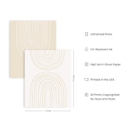 HAUS AND HUES Bohemian Wall Art - Set of 3 Boho Prints, Beige Room Decor Aesthetic, Earth Tone Pictures, Line Drawing, Terracotta, Neutral Colors (Unframed 11x14)