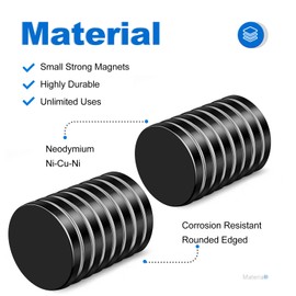 TRYMAG 20x3mm 6 Pieces Black Strong Magnets, Heavy Duty Rare Earth Round with Adhesive Backing, Permanent Small Neodymium Disc Magnets for Fridge, DIY, Crafts, Scientific