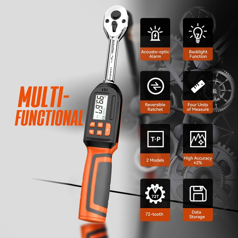 SUZUME Digital Torque Wrench 3/8 Drive (4.9-99.6 Ft. Lb/ 6.6-135