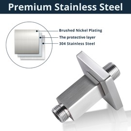 Straight Shower Arm with Flange, Ceiling Mount 3 Inches Rain Shower Head Arm Extension Replacement with Anti-Scratch Escutcheon Plate, DOLGABA Brushed Nickel