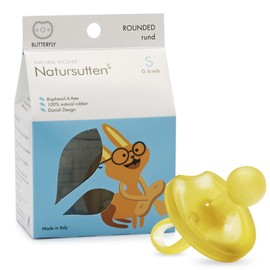 Natursutten Pacifiers 0-6 Months - 1-Pack Butterfly Shield Round Nipple Natural Rubber Safe & Soft BPA-Free for Breastfeeding Babies - Newborn Pacifiers Made in Italy