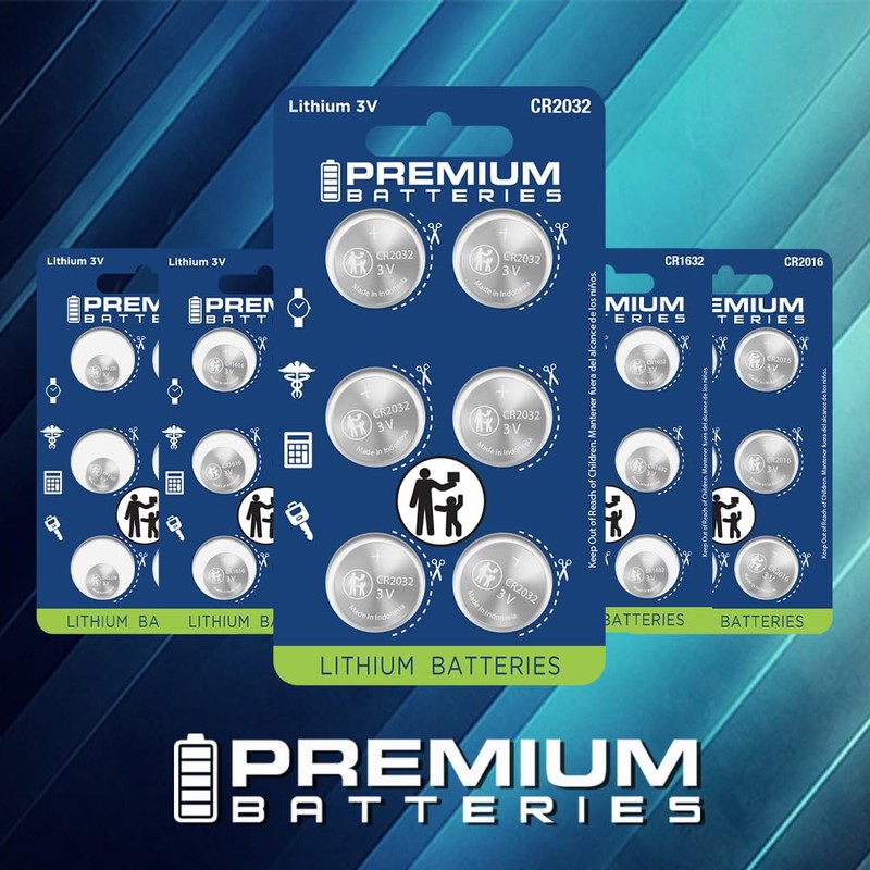 Premium Batteries CR2016 Battery 3V Coin Cell Child-Safe (6 Pack)
