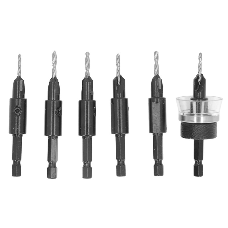 6pcs Countersink Drill Bit Set 82 Degree Chamfer 1/4 Inch