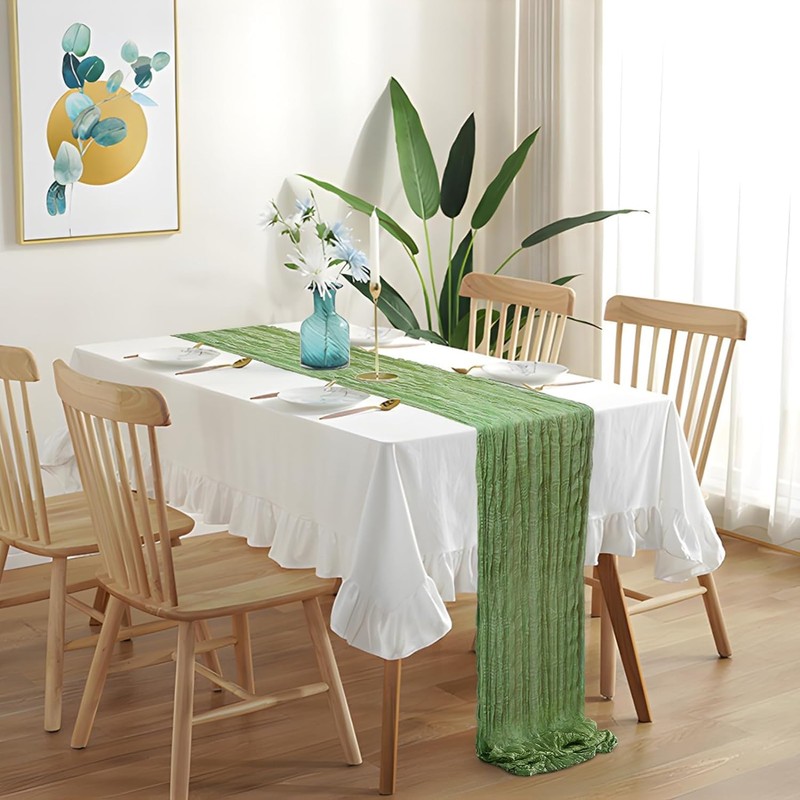 OGORI Set of 6 Table Runners Modern Tulle Light Green