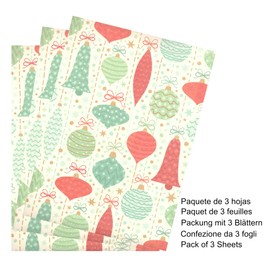 Arkamii Wrapping Paper Format 86 x 64 cm Christmas Design 3 Sheets Large Format (NG12)