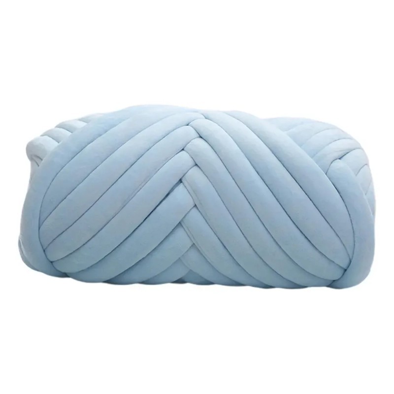 Terciopelo Chunky Yarn Arm Knitting Pet Bed Azul Claro