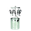 Kerzenfarm Seahorse Rotary Carousel for Tealights, Metal and Glass, 16.5cm