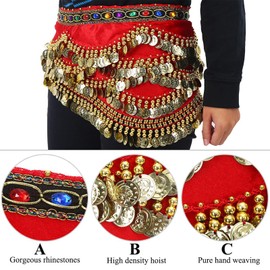 VBESTLIFE Belly Dancing Hip Scarf,Colors Belly Dancing Hip Scarf Wrap Skirt Bellydance Waist Belt with Artificial Tassel