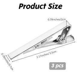 3 Pcs Tie Bar Clip Set Silver Tie Clip For Men Regular Ties Necktie Anniversary Business Best Gift Skiny Necktie Meeting Bar Pinch Set Silver Black Tone Pack For Mens Clasp